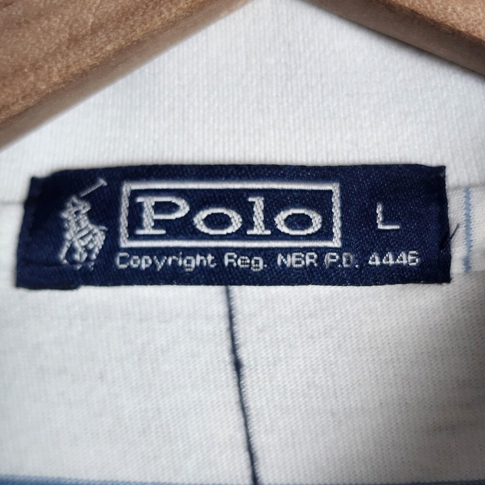 Polo Ralph Lauren Polo Shirt Mens Large White Check Cotton Pony Logo Casual - Picture 5 of 9